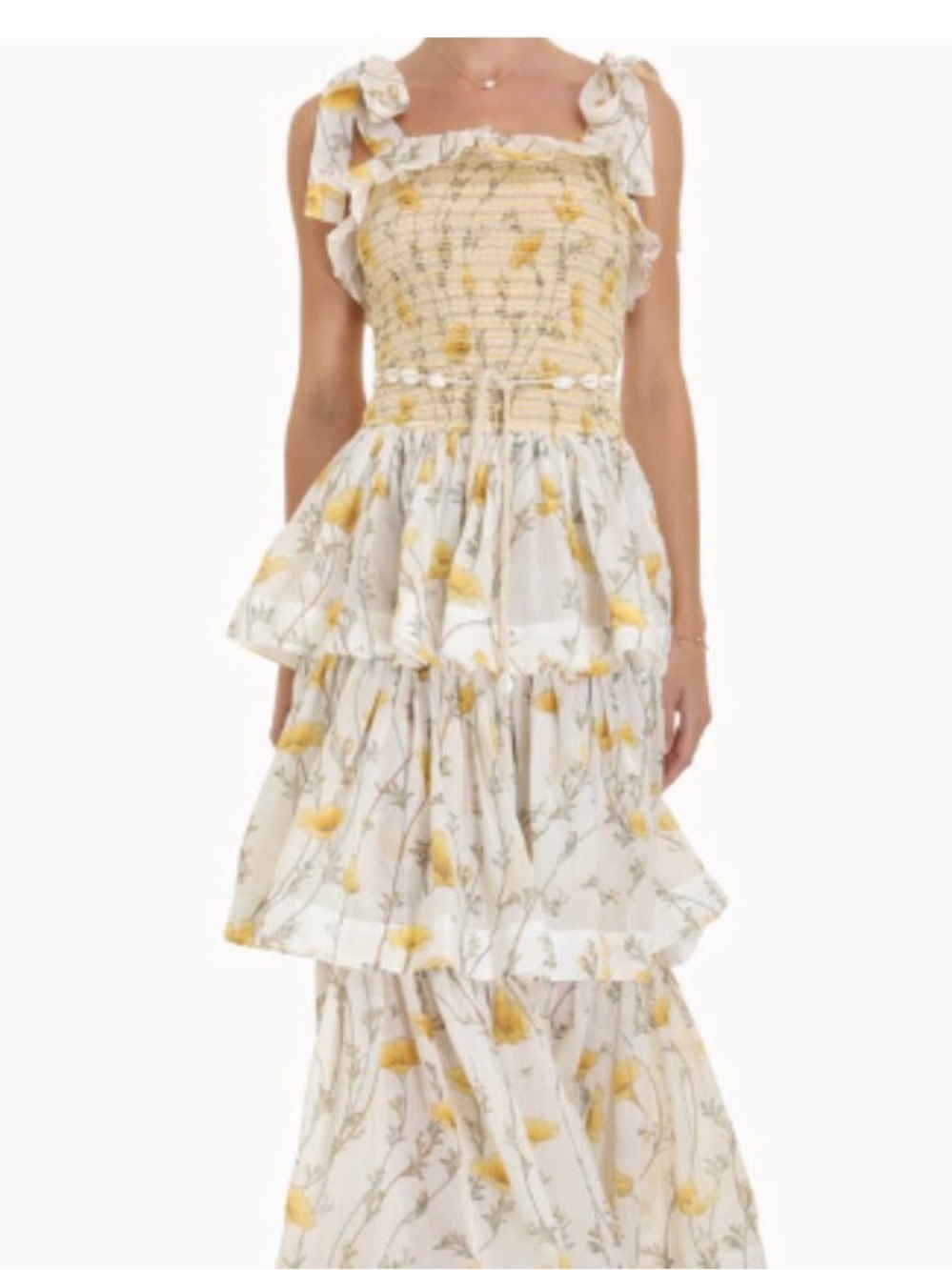Zimmermann Cream Maxi Dress with Yellow Floral Print